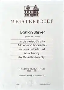 Meisterbrief B. Steyer-1