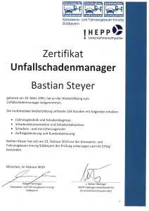 Zertifikat Unfallschadenmanager B.Steyer-1
